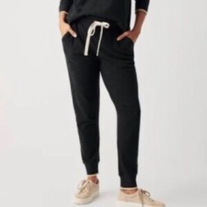 Faherty Legend Sweater Joggers Heathered Black Drawstring Pockets Size Small